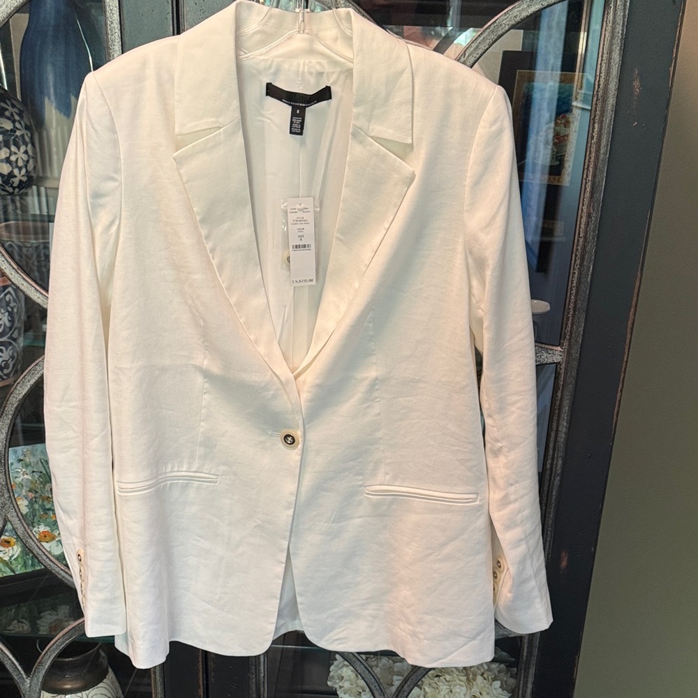 WHBM linen blend women’s white jacket size 8